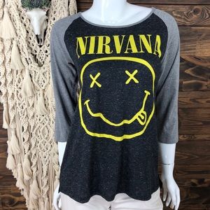 Nirvana | Speckled Marl Ringer Tee Nirvana Logo
